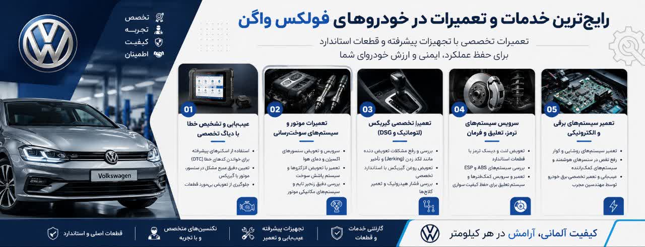 رایجترین خدمات و تعمیرات در خودروهای فولکسواگن رایجترین خدمات و تعمیرات در خودروهای فولکسواگن